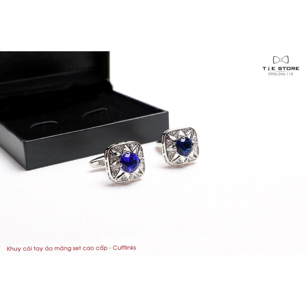 KHUY MĂNG SÉT CAO CẤP - Cufflinks ĐÍNH ĐÁ XANH