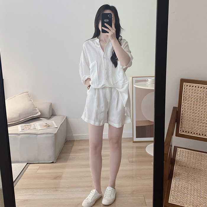 Áo sơ mi nữ dài tay form rộng linen Đũi Việt thiết kế basic trẻ trung năng động