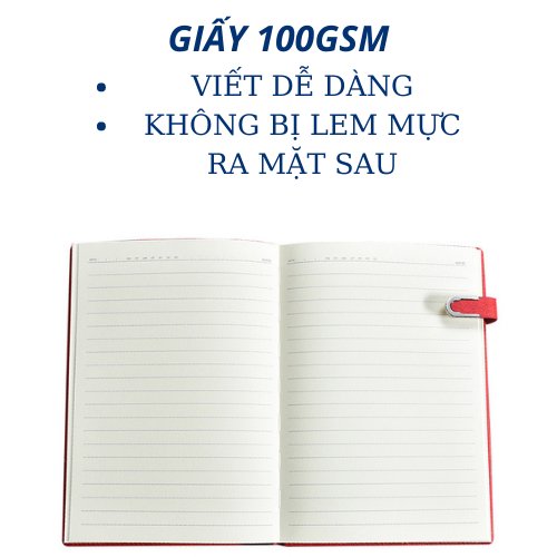 Sổ tay bìa da trơn A5 tiện lợi ghi chép có chỗ gài vật dụng A25925