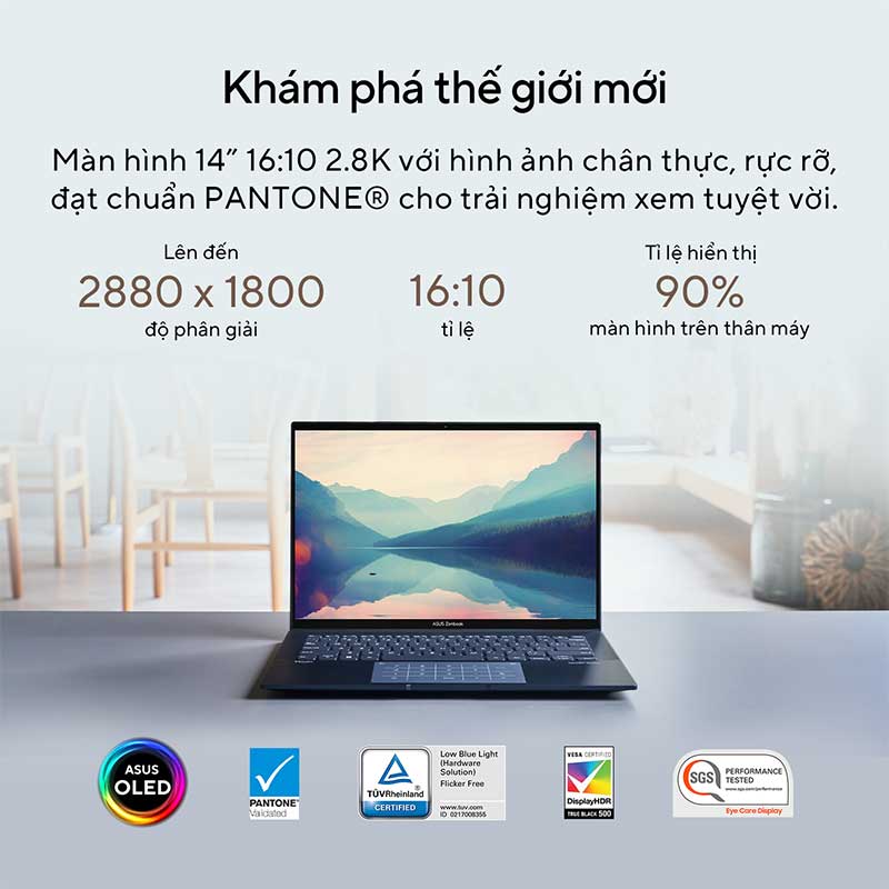 Laptop Asus Zenbook 14 OLED UX3402VA-KM068W (Intel Core i7-1360P | 16GB | 512GB | Intel Iris Xe | 14 inch OLED WQXGA+ | Win 11 | Xanh) - Hàng Chính Hãng - Bảo Hành 24 Tháng