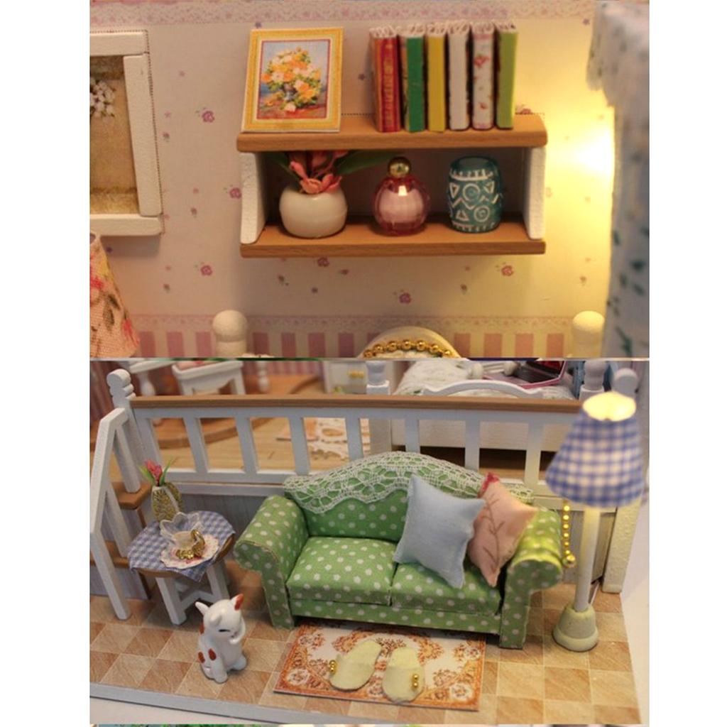 1:24 Scale DIY Wooden Miniature Dollhouse Furniture with LED Light, Creative Gift for Women Girls, and Lovers - Because of You