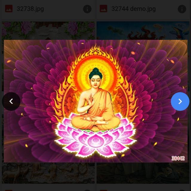 Tranh Phật Tổ 3D in vải lụa cao cấp phủ kim sa