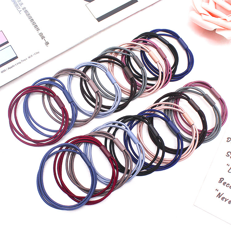 Combo 5 Dây Chun Buộc Tóc, Thun Cột Tóc Mảnh 3 Vòng Màu Sắc Nhã Nhặn SC23