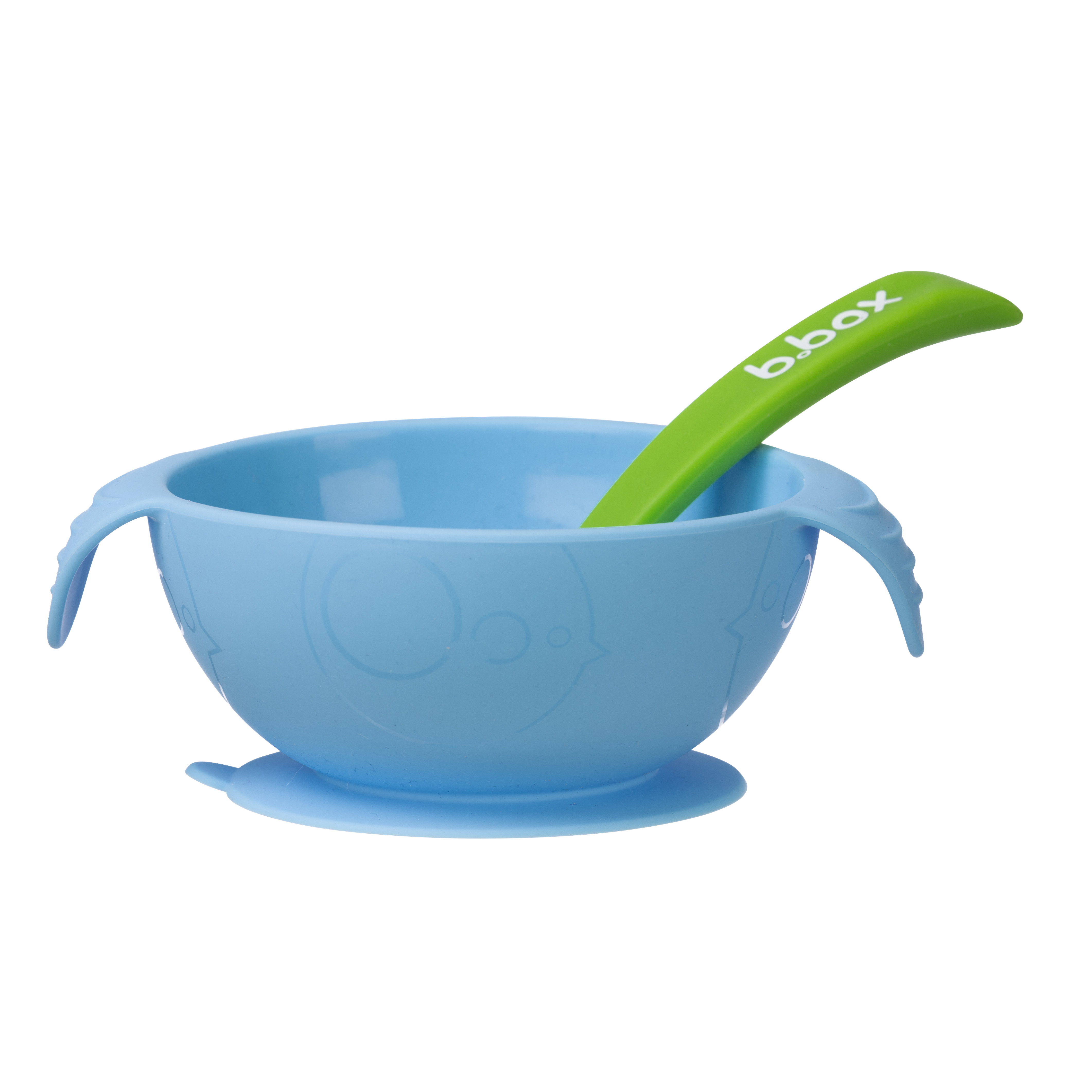 B.box Bộ chén chống trơn và muỗng silicone cho bé tập ăn dặm - Xanh