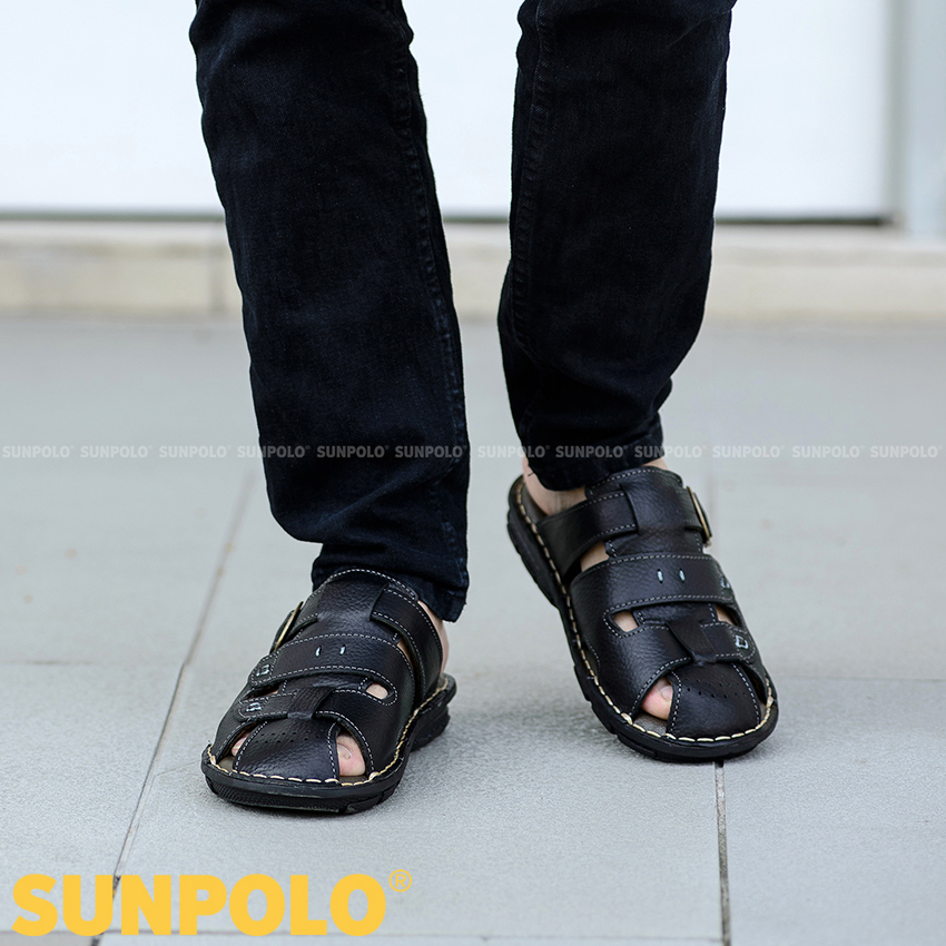 Dép Rọ Nam Da Bò Cao Cấp SUNPOLO SUA20