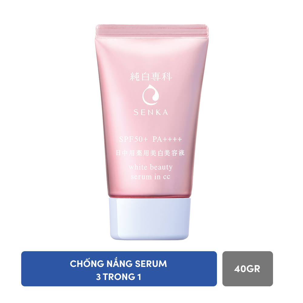 Combo Chống nắng serum 3 trong 1 Senka White Beauty CC 40g + Nước tẩy trang Senka All Clear White 70ml