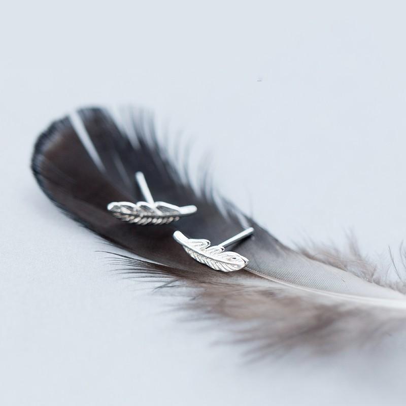 Khuyên tai bạc Ý s925 hình lá E3122 - AROCH Jewelry