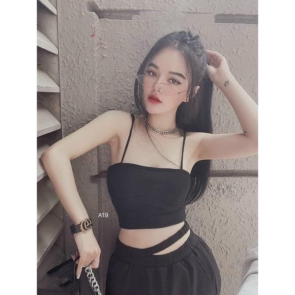 Áo 2 dây gân croptop nhiều màu