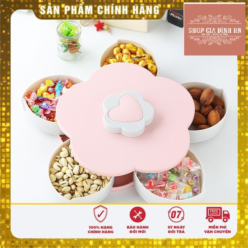 Khay đựng mứt tết, bánh kẹo hoa quả 1 tầng 5 cánh xoay 360 độ sang trọng tiện dụng