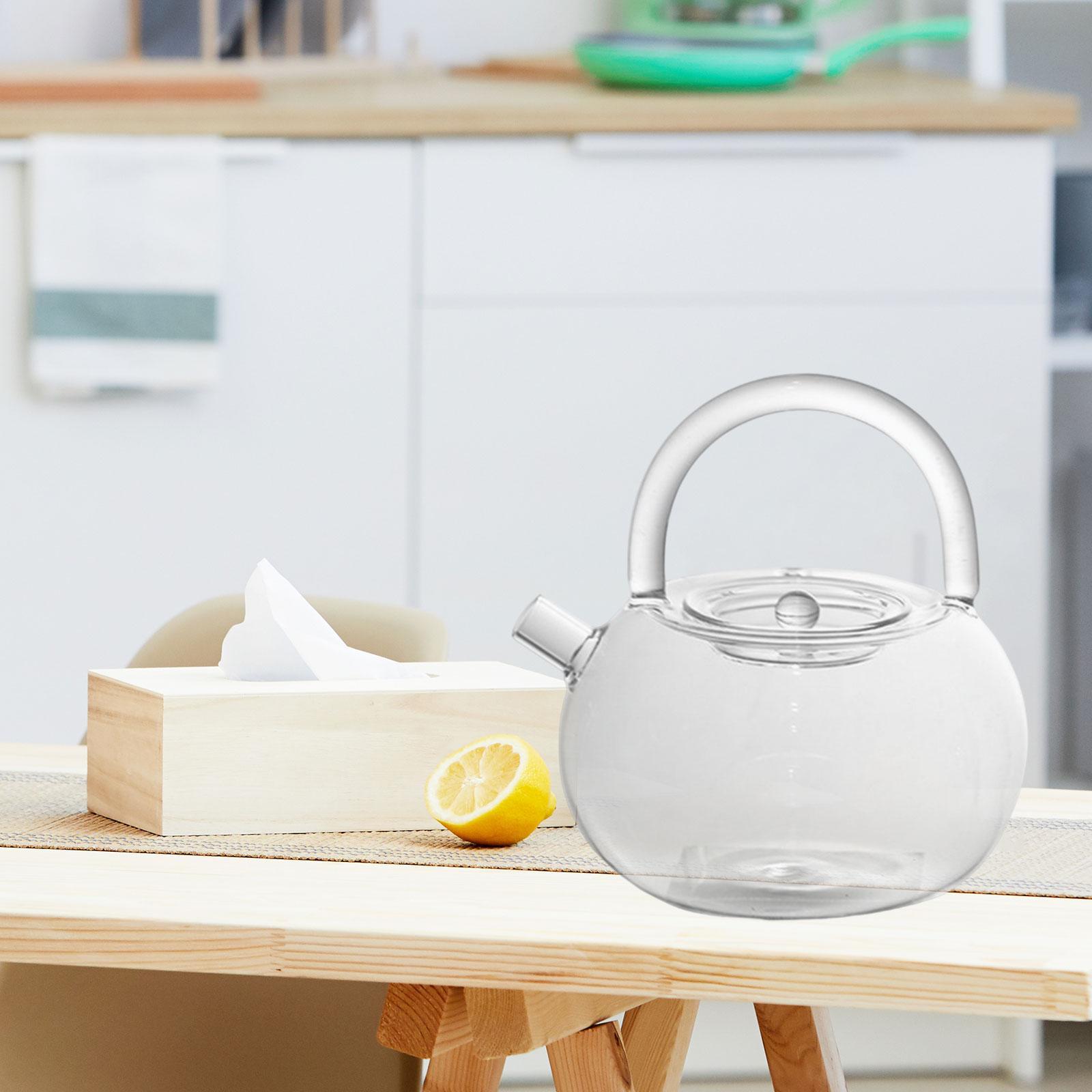 High Borosilicate Glass Tea Pot, Transparent Tea Kettle with Handle for Loose Leaf Blooming