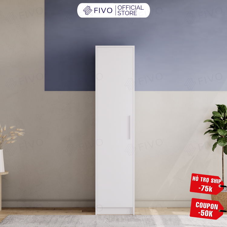 Tủ Đựng Quần Áo Gỗ Màu Trắng MDF Chống Ẩm Dày 17mm FIVO FC01 Cửa Mở Thiết Kế Nhiều Ngăn Dễ Dàng Lắp Ráp