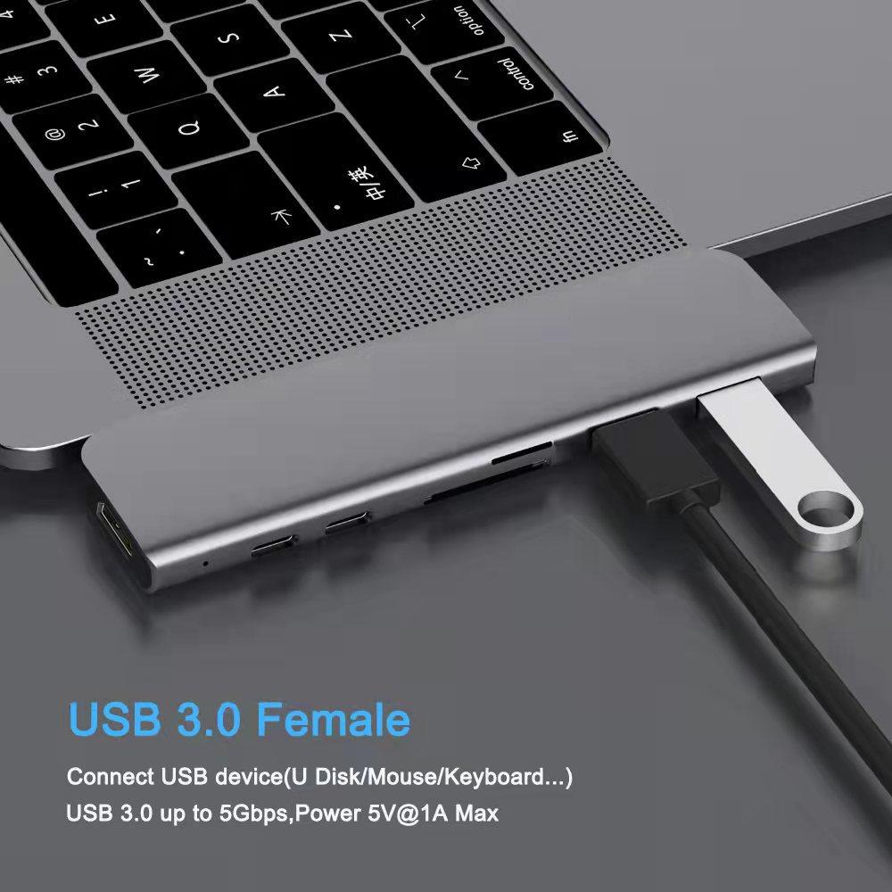 Ưu đãi đặc biệt đế cắm type-c 4k thích hợp cho trung tâm macbook Đế cắm bảy trong một Bộ chuyển đổi HDMI
