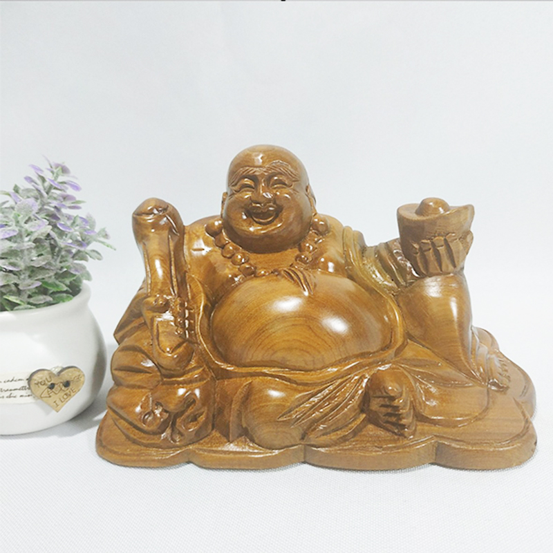 Tường phật - tượng ông DI LẶC gỗ BÁCH XANH để trên oto