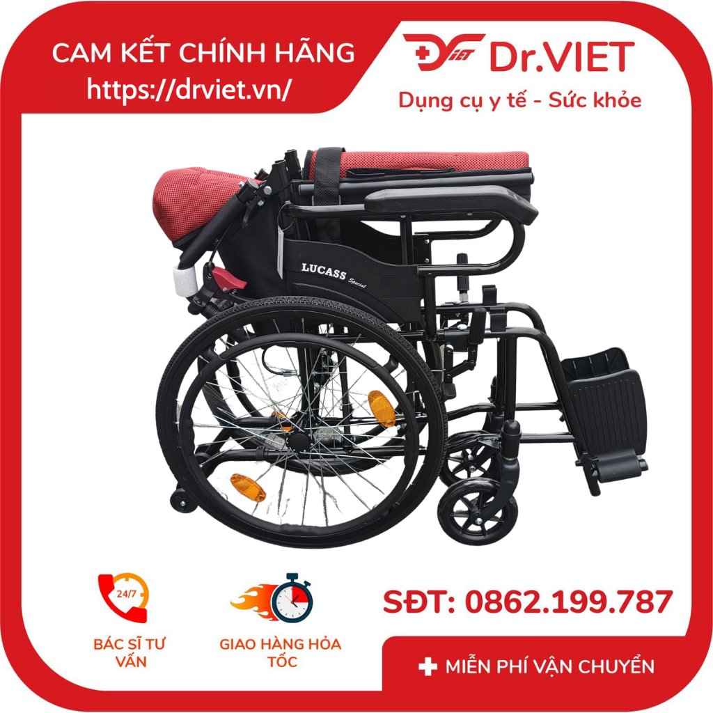 XE LĂN SẮT SƠN 2 CHỐNG LẬT Lucass X-980L [CHÍNH HÃNG] phù hợp cho người già, người khuyết tật