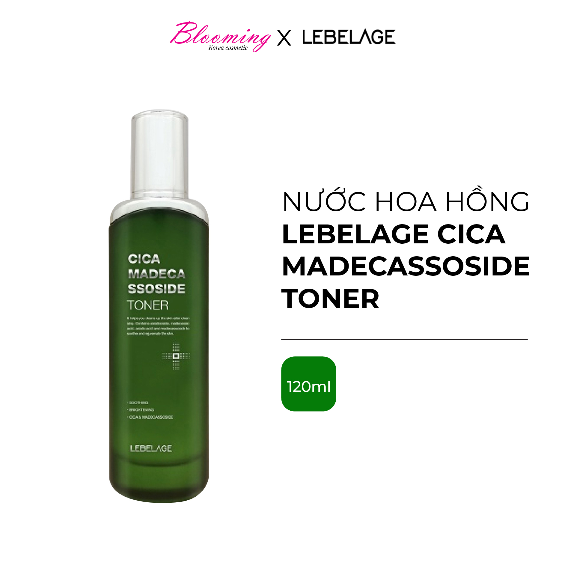 [02.2026] Nước Cân Bằng Da Rau Má Làm Dịu, Hỗ Trọ Giảm Mụn Căng Bóng Da Lebelage Cica Madecassoside Toner 120ml