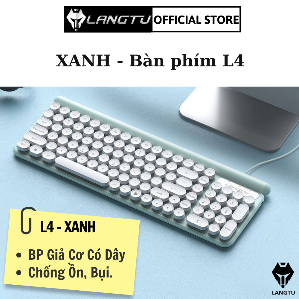 Bàn Phím Giả Cơ LANGTU L4 Có Dây Chống Nước Nhỏ Gọn Tặng Kèm Chuột Văn Phòng Hàng Chính Hãng