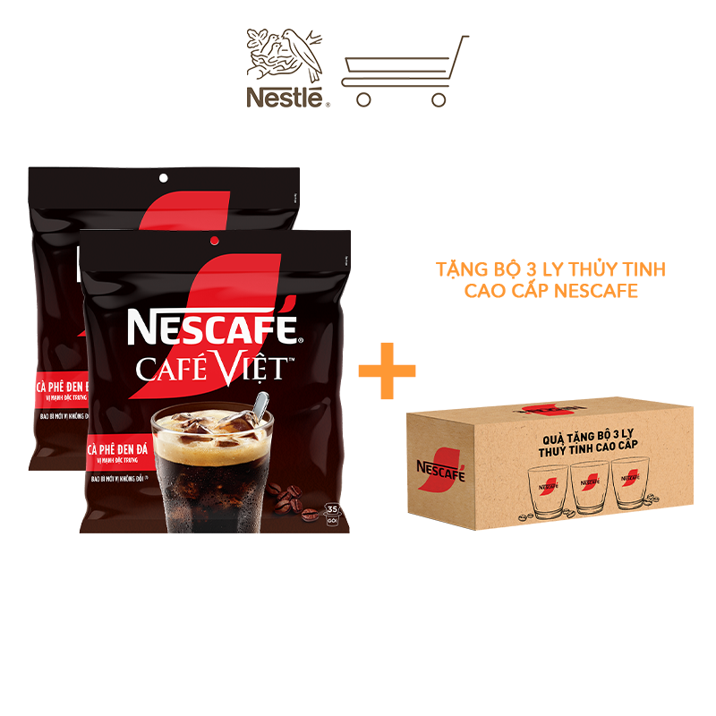 [Tặng hộp 4 gói nước cốt cà phê] Combo 2 Bịch Cà phê Hòa tan NESCAFÉ CAFÉ VIỆT 35 gói Vị Mạnh đặc trưng
