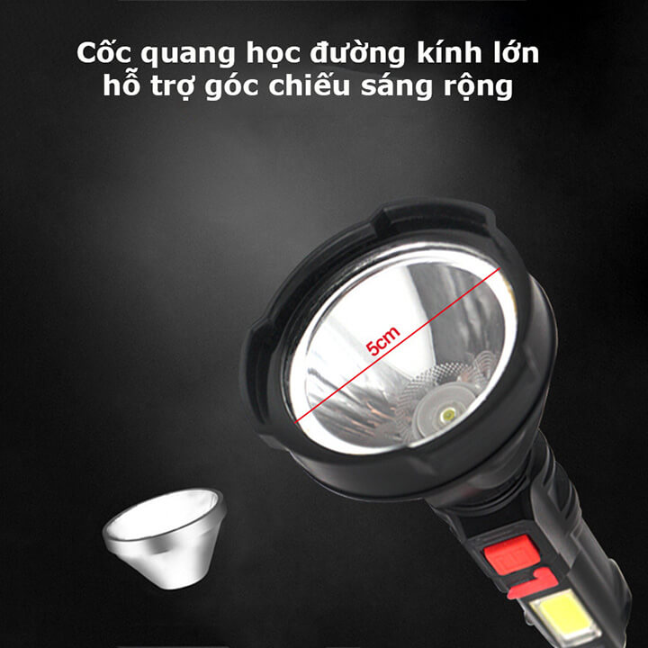 Đèn pin cầm tay mini siêu sáng chiếu xa 300m, chống nước IP65, pin trâu kèm cap sạc micro USB