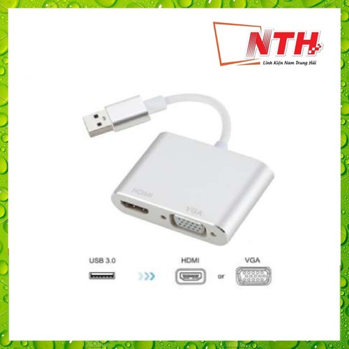 Cáp Chuyển USB 3.0 ra HDMI+ VGA