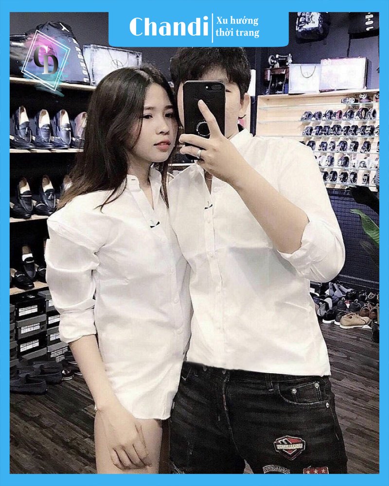 Áo Sơ Mi Nam Nữ Unisex cao cấp Thương Hiệu Chandi, chất lụa không bai nhão không xù lông tôn dáng mẫu mới nhất 2021 SM15