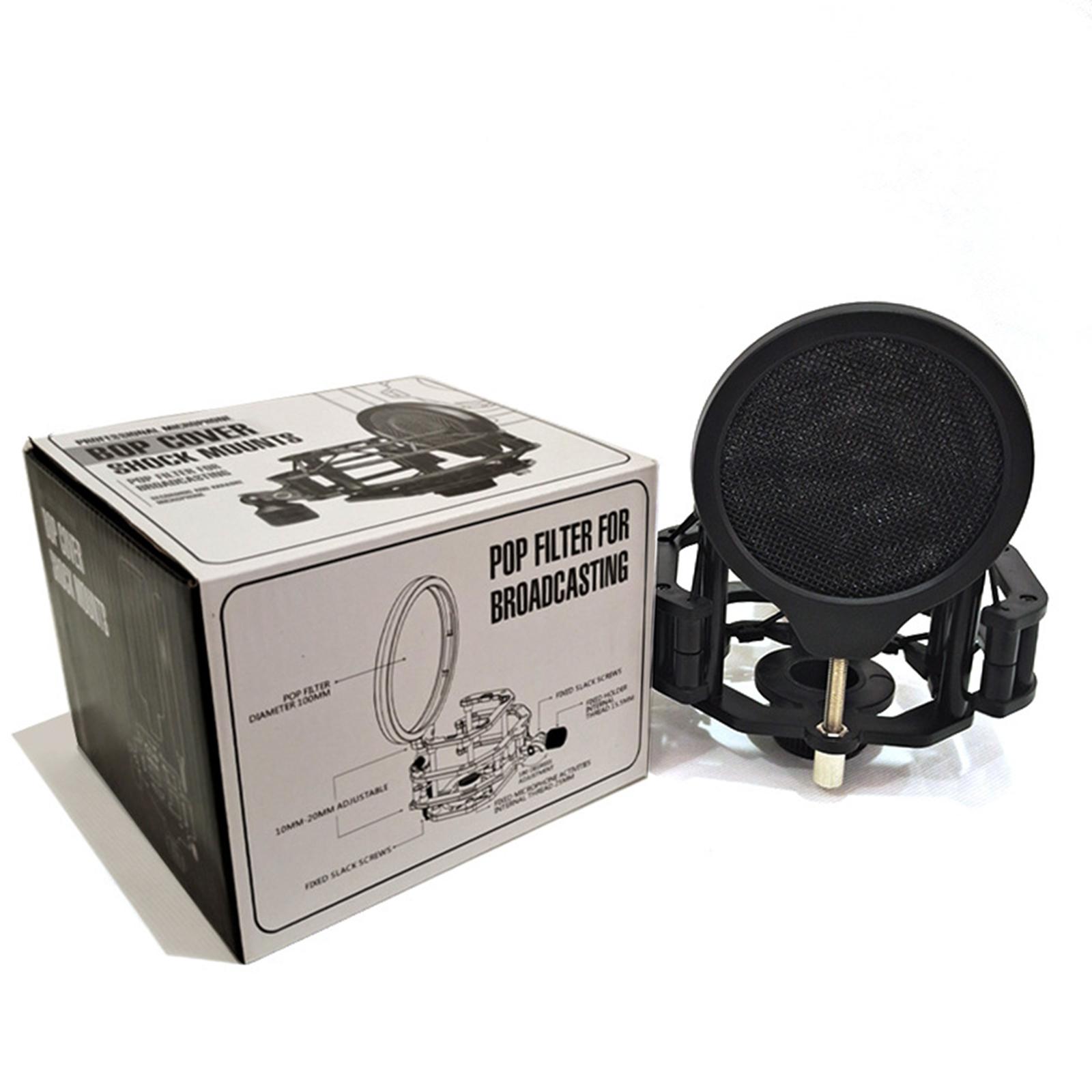 Adjustable Microphone Shock Mount with High Isolation Filter Shield