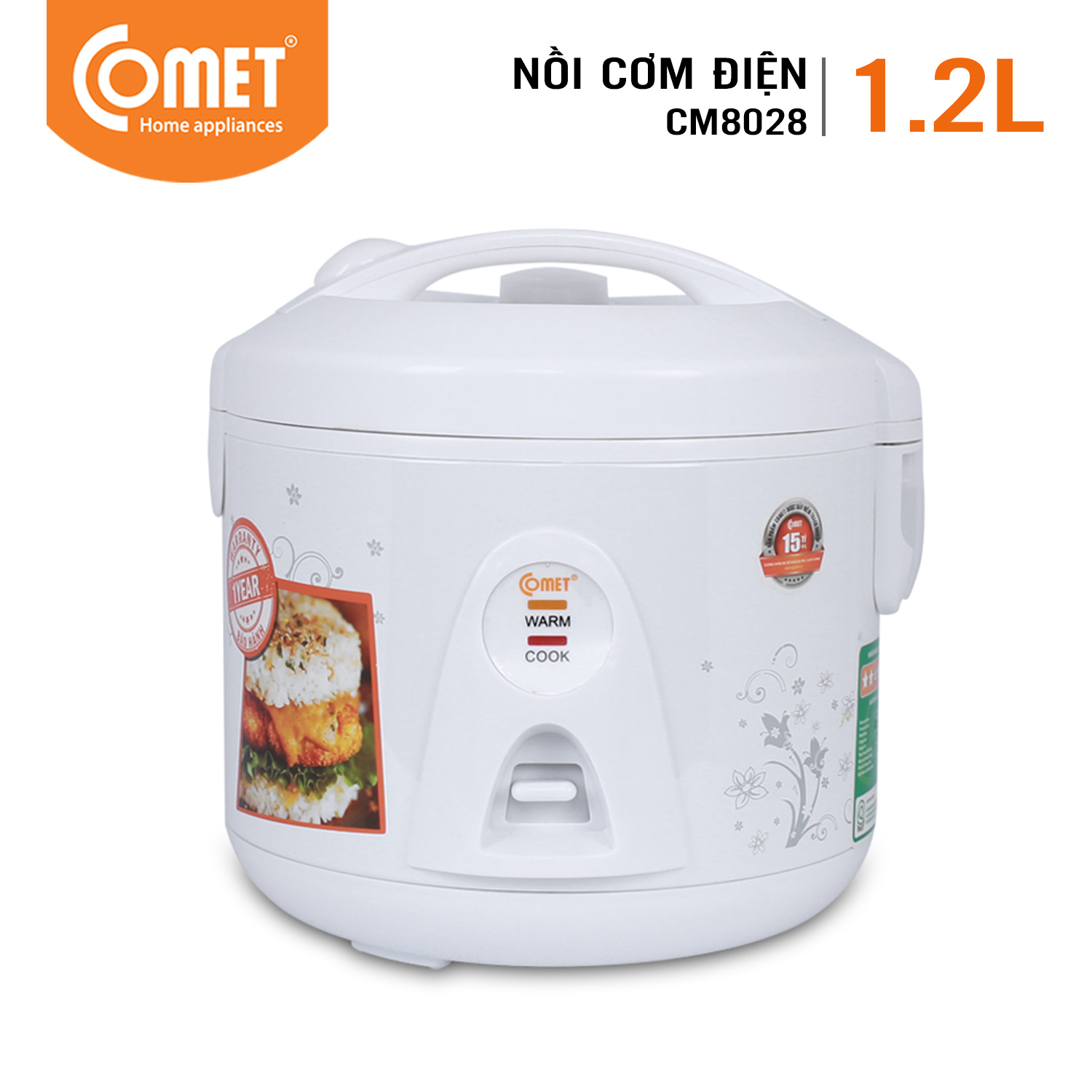 Nồi cơm điện Comet CM8028 1.2L - Hàng chính hãng - Giao Hoa Văn Ngẫu Nhiên