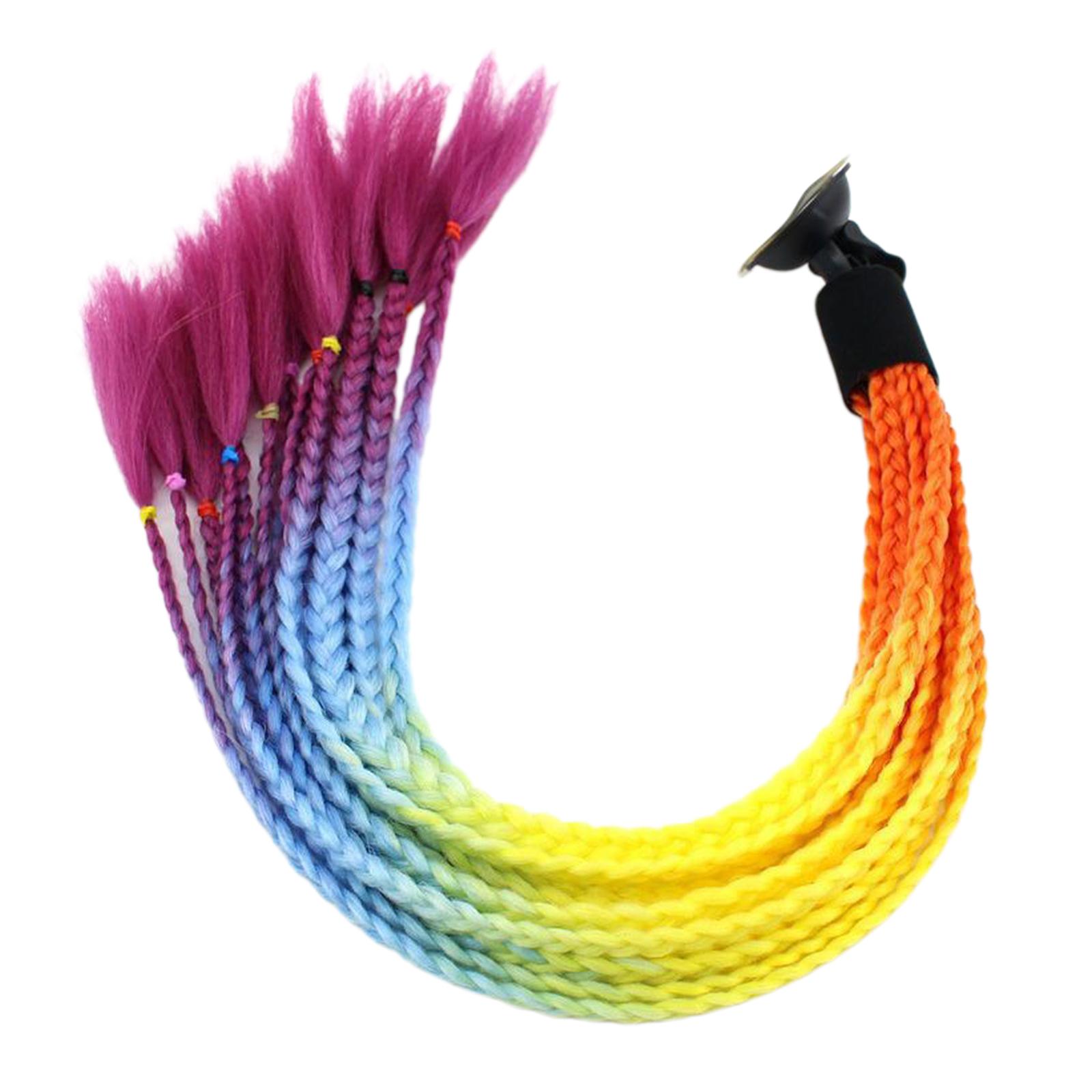 Helmet Pigtails Gradient Helmet Braids Ponytail Helmet Hair for Motorbike Motorcycle Helmet Braids Hair Tails 55cm