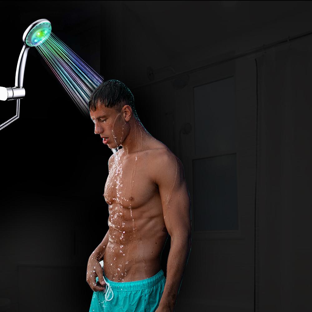 Vòi sen nhà tắm cầm tay có đèn LED, cảm biến nhiệt độ thay đổi màu sắc