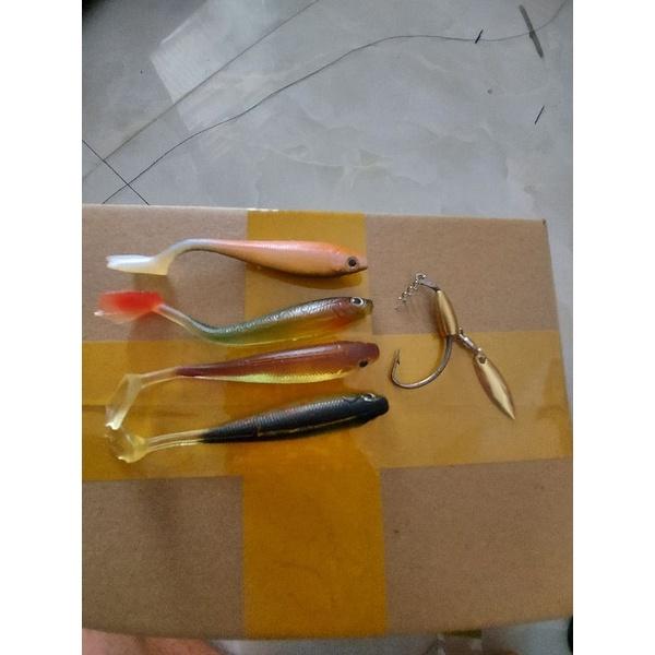 Combo lưỡi móc mồi mềm thép ar15 kèm mồi mềm