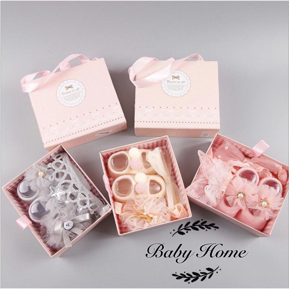 Set tất kèm băng đô cho bé