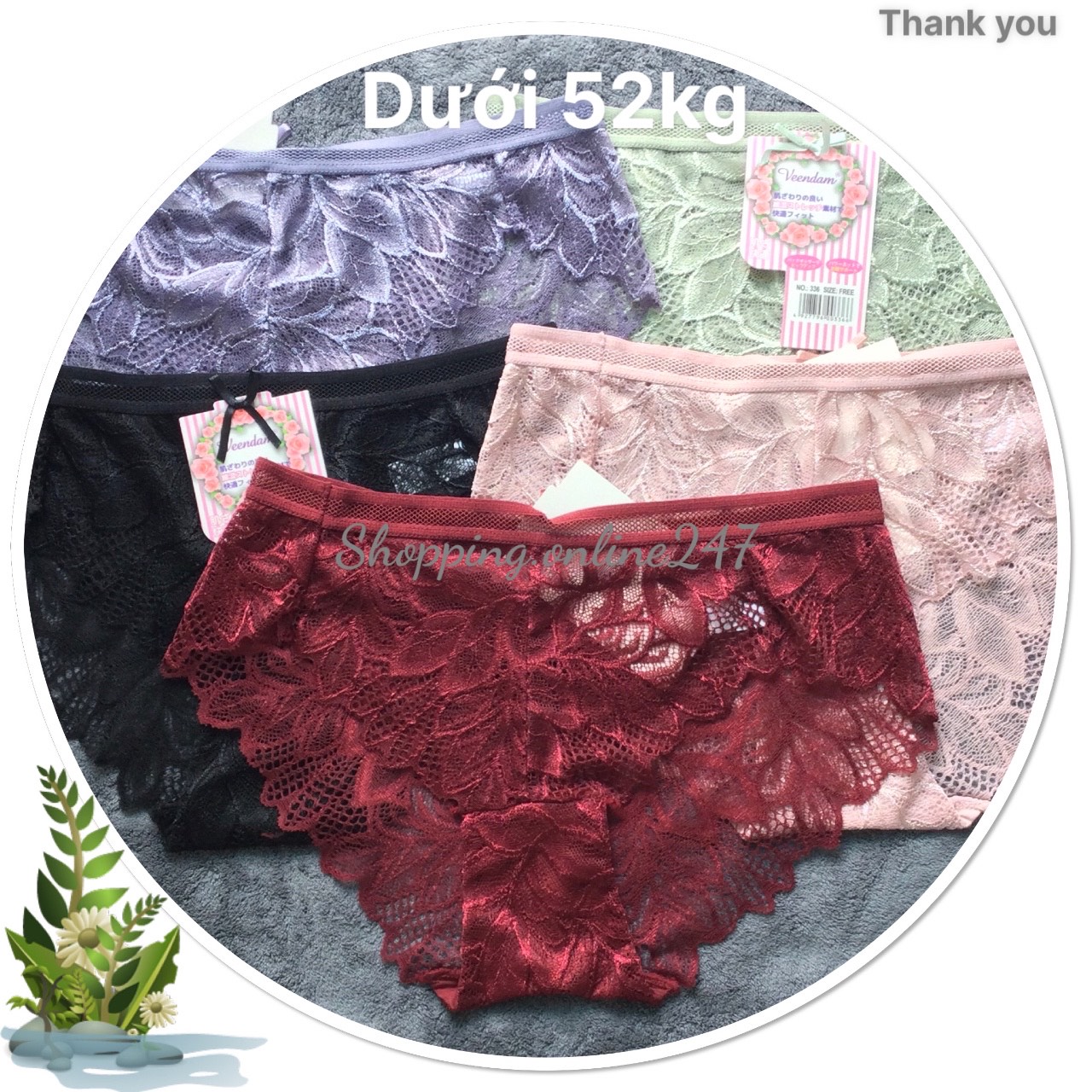 Combo 5 quần lót nữ Ren thiết kế họa tiết ren xuyên thấu gợi cảm - mềm mại - nhiều màu - 40 đến 55 kg