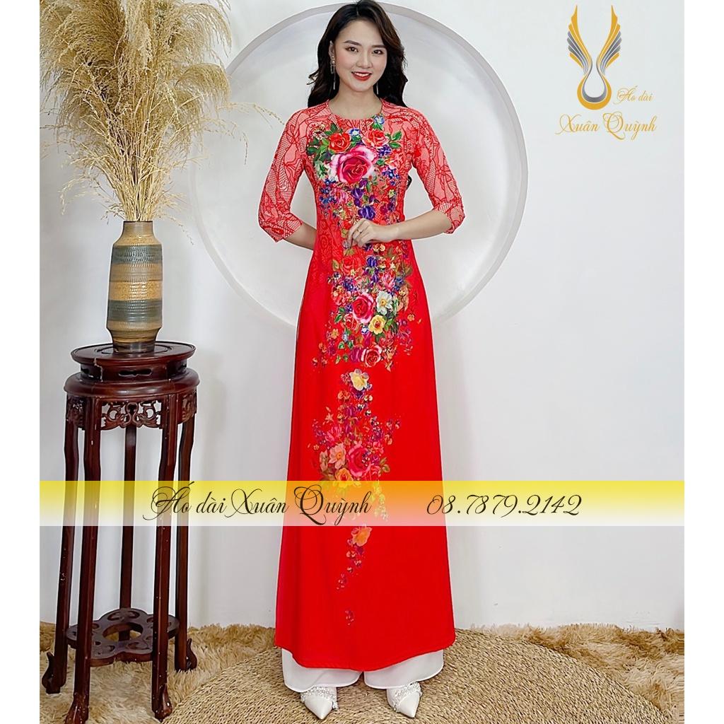 BST Áo Dài Hoa Hồng Sang Trọng, Quý Phái Lụa Habutai Cao Cấp - Áo Dài Xuân Quỳnh