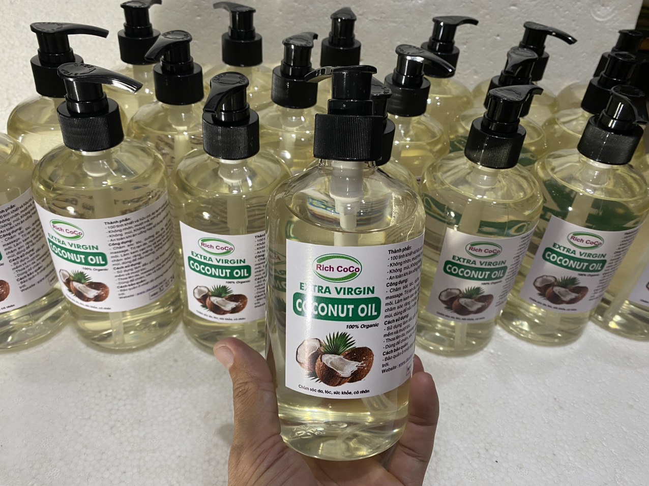 DẦU DỪA HỮU CƠ ÉP LẠNH - RICH COCO – EXTRA VIRGIN COCONUT OIL – CHAI 500ml
