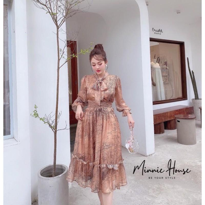 ĐẦM MAXI HOẠ TIẾT CỘT EO