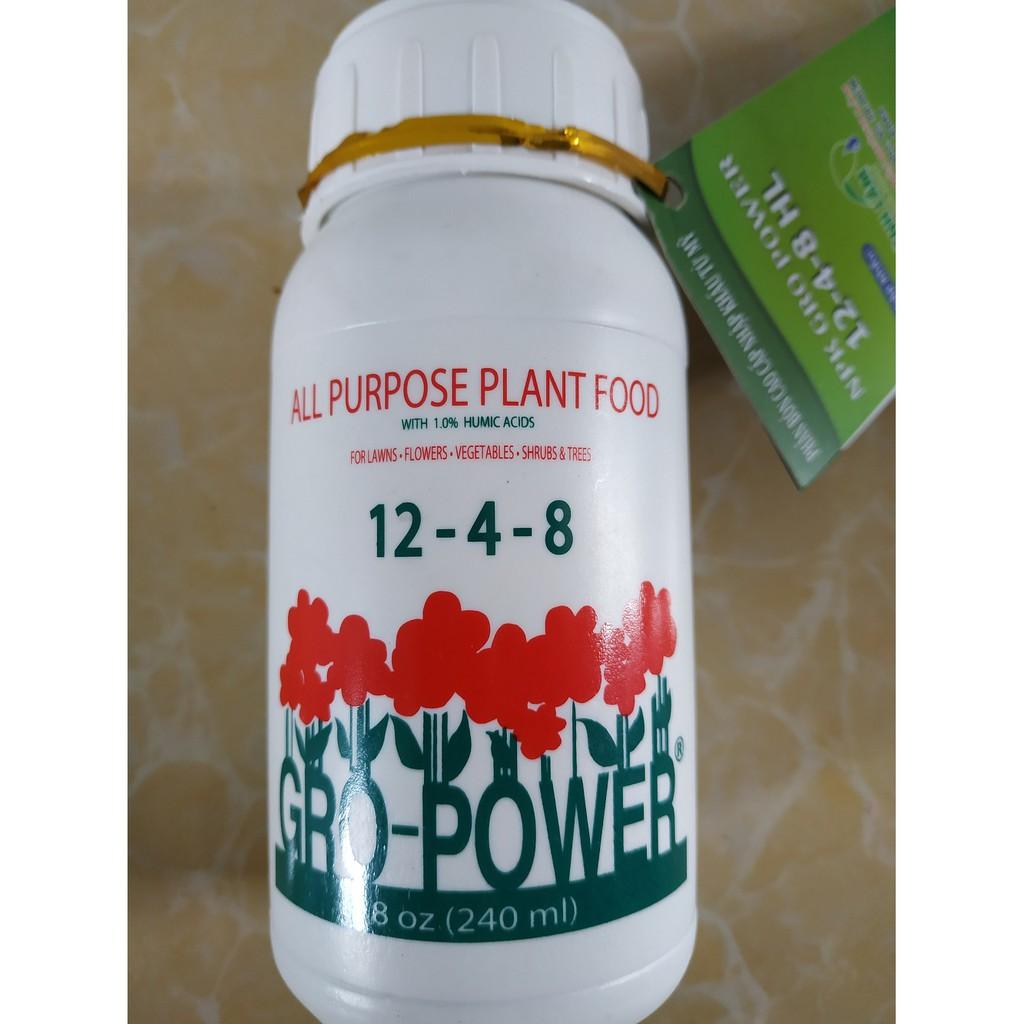 Phân bón cao cấp nhập khẩu từ USA GRO-POWER 12-4-8 - chai 240ml