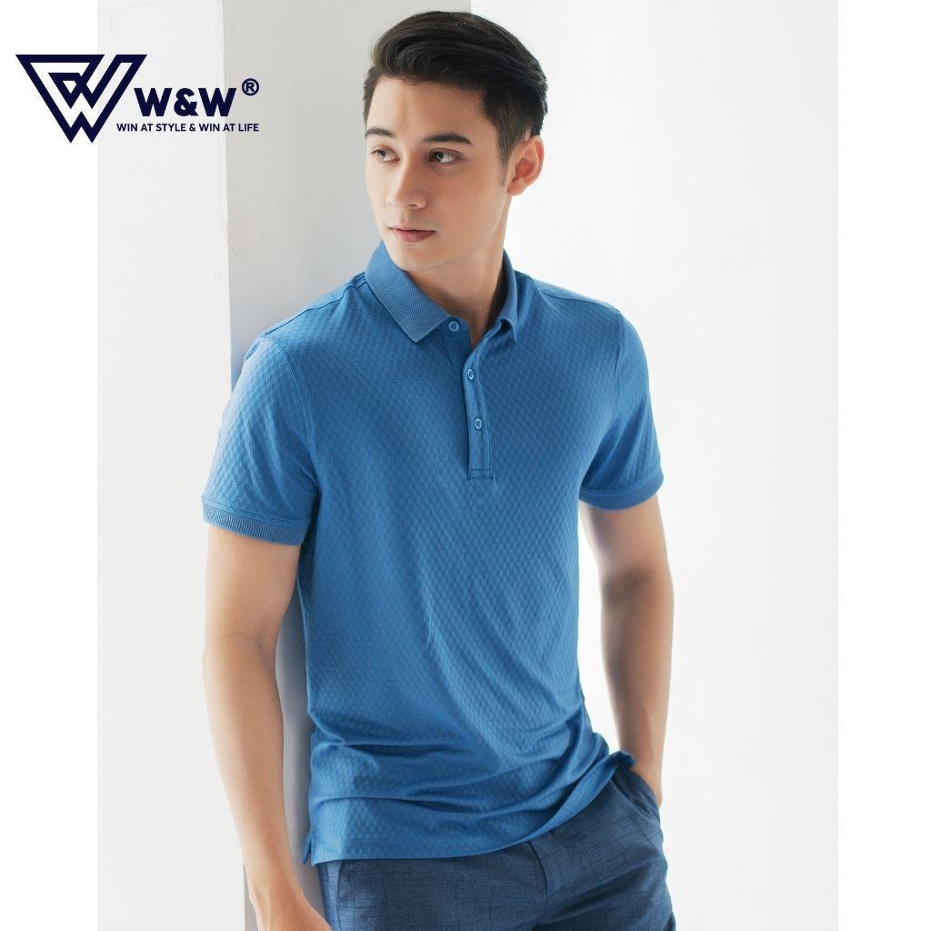 Áo Thun Polo Nam W&amp;W Dáng Regular Fit- Cổ Đức Bẻ Phối Ba Khuy Màu Trơn, Chất Liệu Thoáng Mát, Bền Màu WPO73