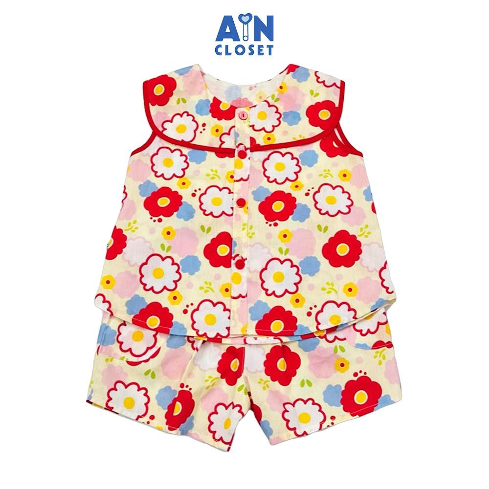 Bộ quần áo Ngắn bé gái hoạ tiết Hoa Sứ Đỏ Cotton - AICDBGIZWWAI - AIN Closet