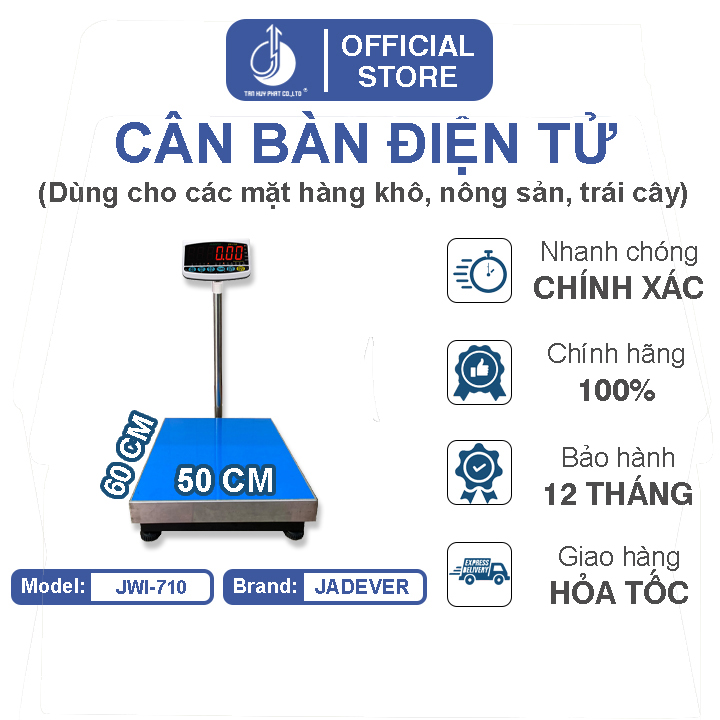 Cân Bàn Điện Tử JWI-710 - Mặt Bàn Cân 500x600MM