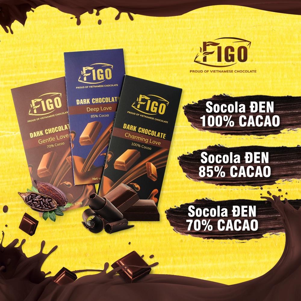 COMBO Dark Chocolate nguyên chất 100%, 85%, 70% cacao 50g/100g FIGO