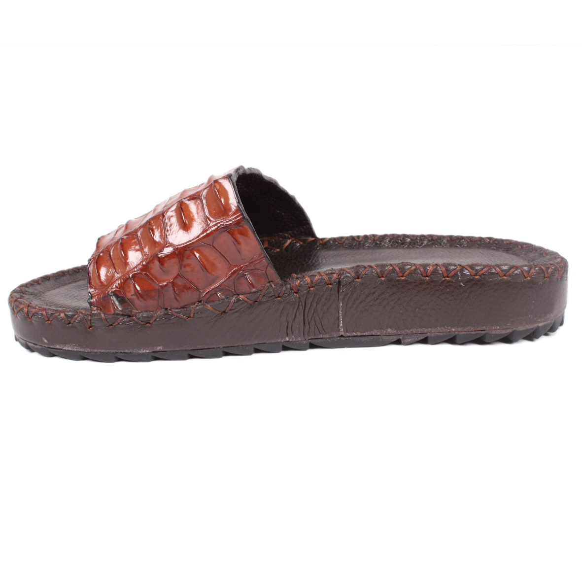 Dép nam Huy Hoàng da cá sấu quai ngang gai màu đen, nâu đất, vàng bò, nâu đỏ HT7264-65-66-67