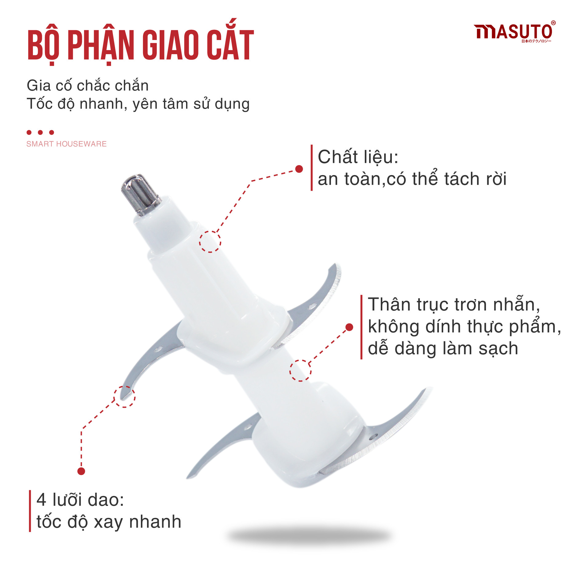 Máy Xay Thịt Đa Năng Masuto Công nghệ Nhật Bản - Hàng chính hãng