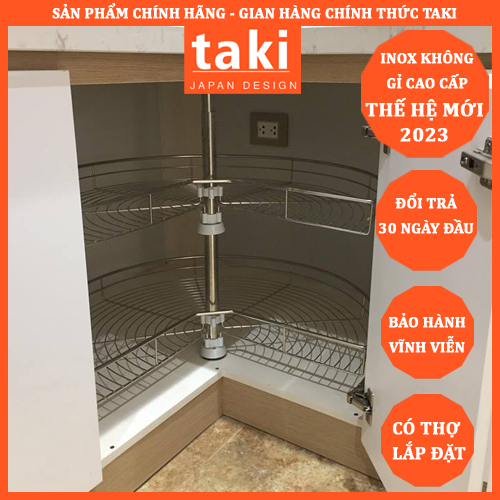 Mâm Xoay Góc 3/4 (270) INOX 304 Lưu Trữ Đồ Khoang Góc Tủ Bếp - Có Thợ Lắp Đặt