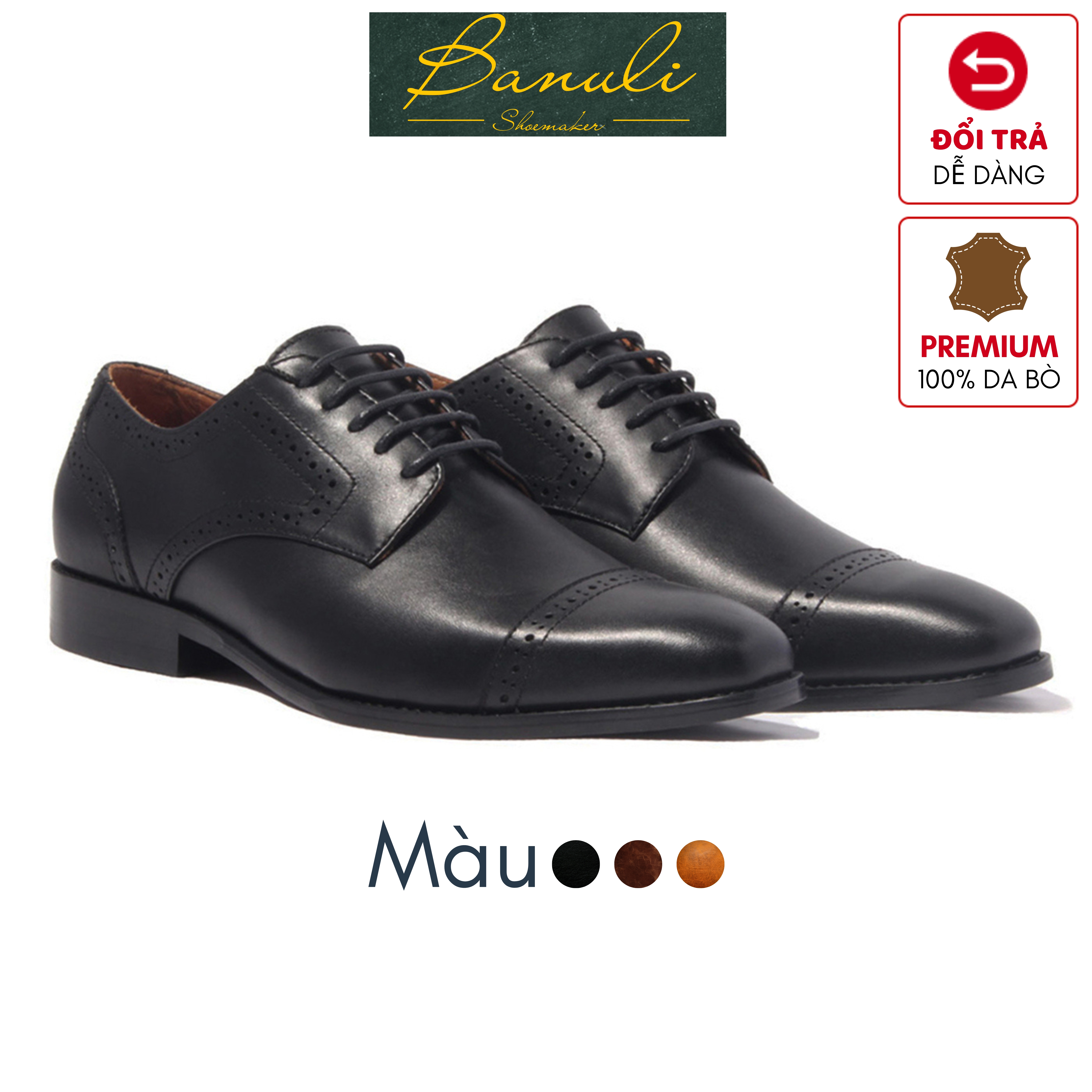 Giày Tây Công Sở Banuli Nam Brogue Derby H1CD1M1