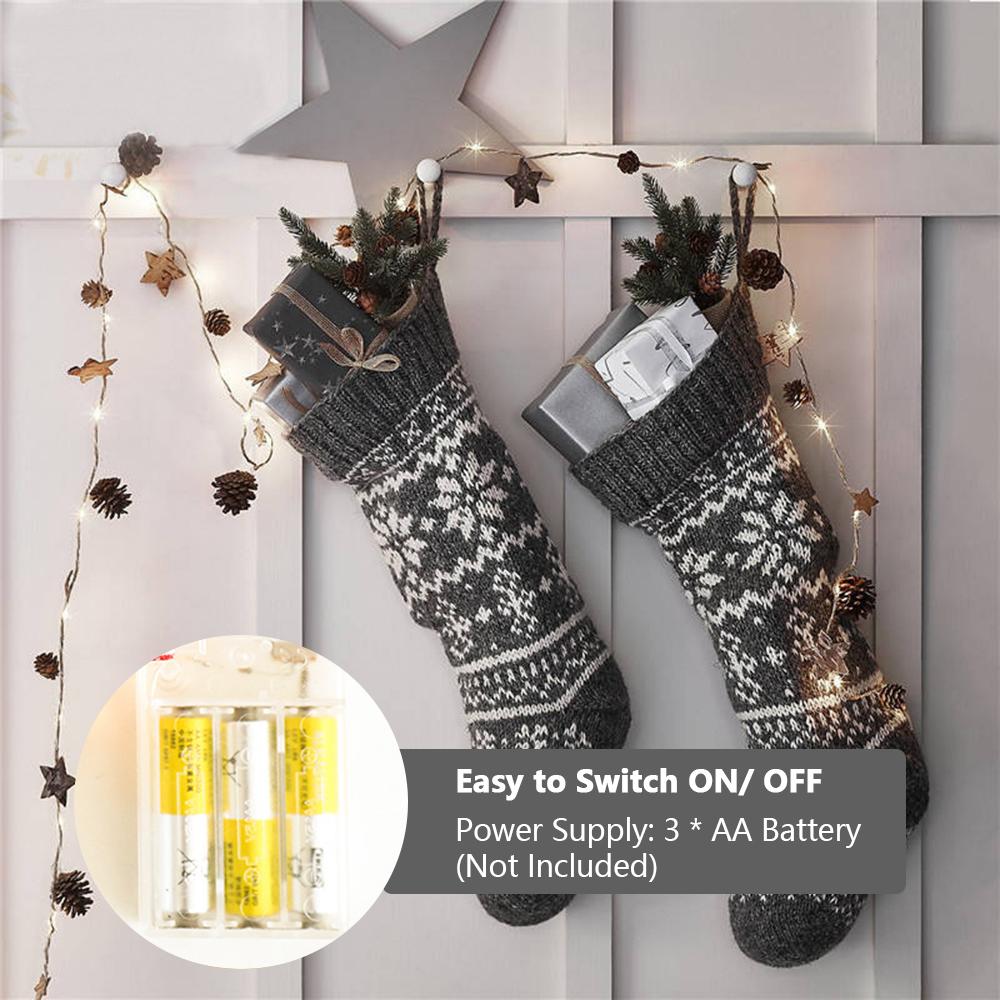 Đèn đèn LED Giáng sinh. Hoạt động bằng pin. Ánh sáng trắng ấm áp