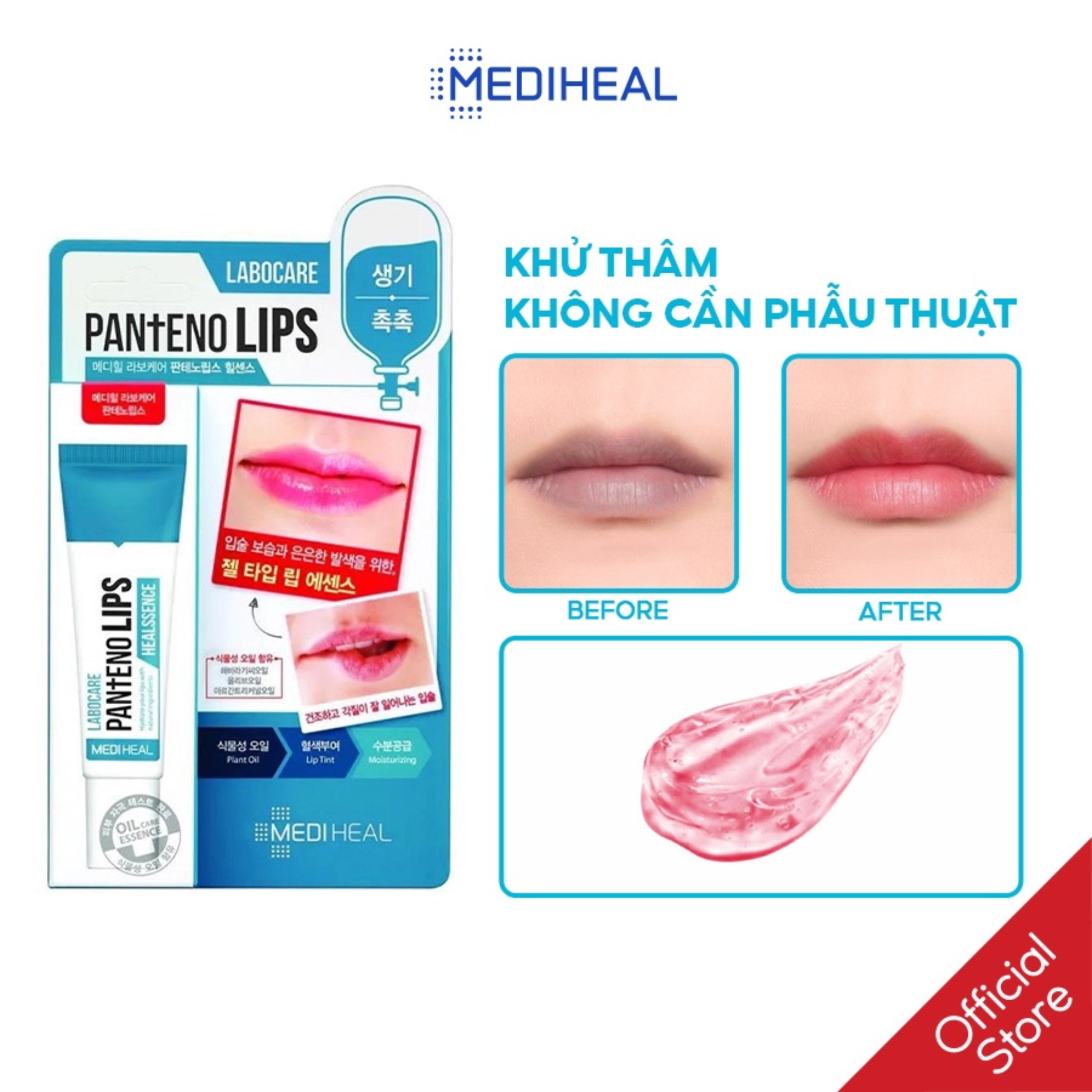 Combo 3 Son Dưỡng Môi Mediheal Labocare Pantenolips (Đỏ &amp; Xanh &amp; Cam) 10ml/Cái