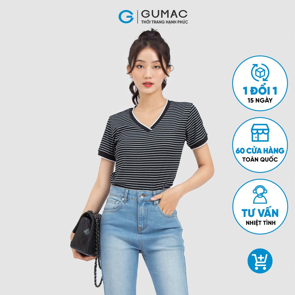 Áo thun nữ GUMAC ATC06020 gân phối bo