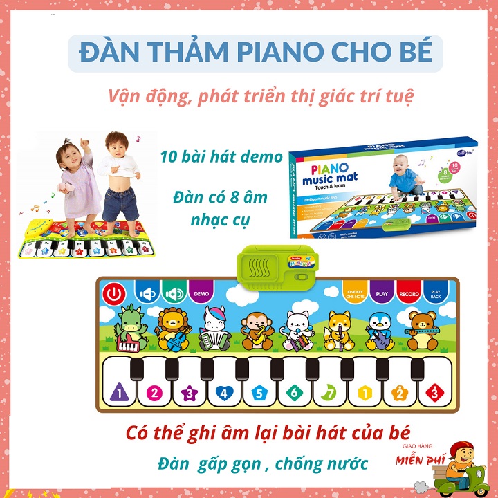 Thảm Đồ Chơi Hình Đàn Piano, Ocgan Phát Nhạc Cho Bé Thỏa Sức Nô Đùa