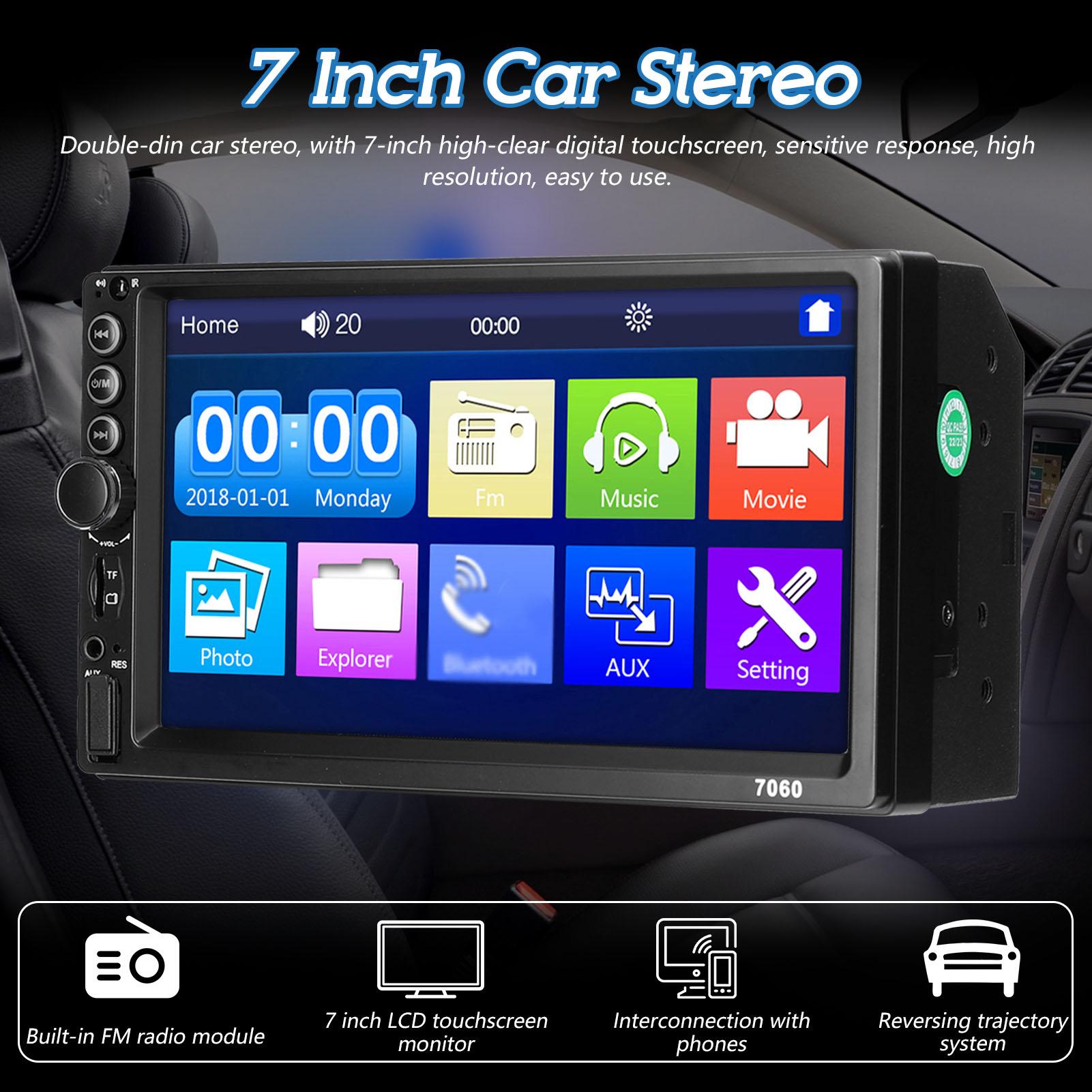 7 Inch Car MP5 Player Double Din Stereo FM Radio BT Hands-Free Calling Support TF Card/USB/AUX-IN Link Reverse Picture