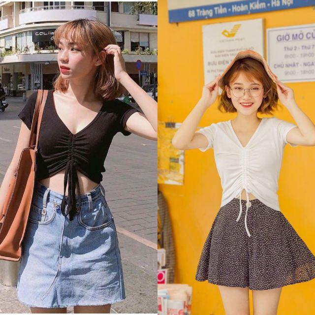 LH39- Áo croptop body dây rút ngực sexy