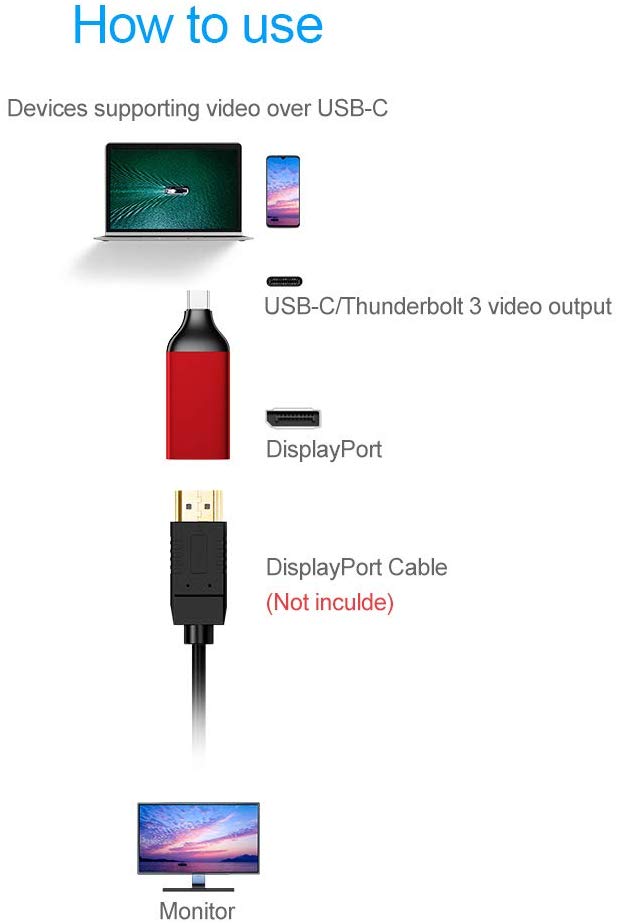 Đầu chuyển USB C/ Type-C ra Displayport cho tivi, màn hình - độ phân giải 4K 30Hz